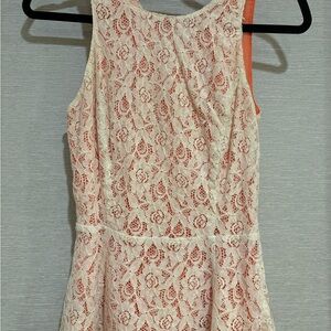 Guess Lace Sleeveless Top - Cream and Peach